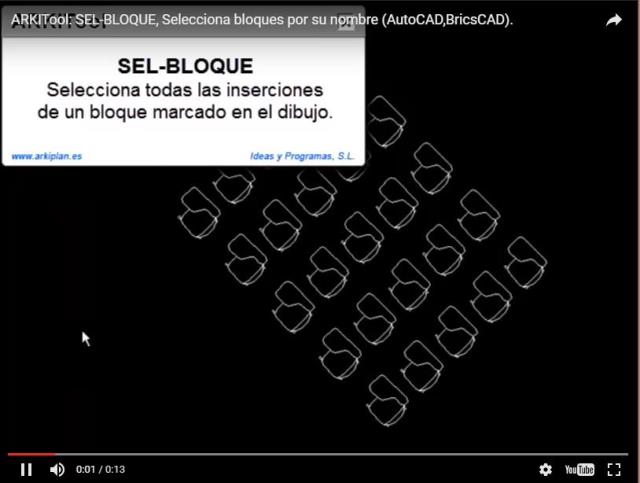 Selecciona todas las inserciones de un bloque marcado en el dibujo.