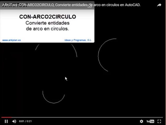 Convierte entidades de arco en círculos.